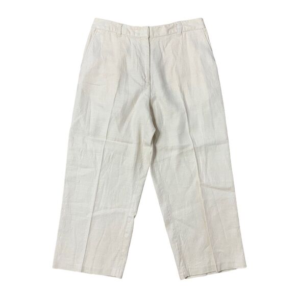 Vtg Ann Taylor Size 10 Crop Skimmer Pant Stretch Linen Blend Beige Capri Women’s - Picture 1 of 11